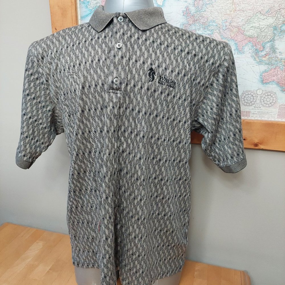 Bobby Jones Tan/ Black Patterned Polo Golf Shirt with logo Cotton Men's X-Large